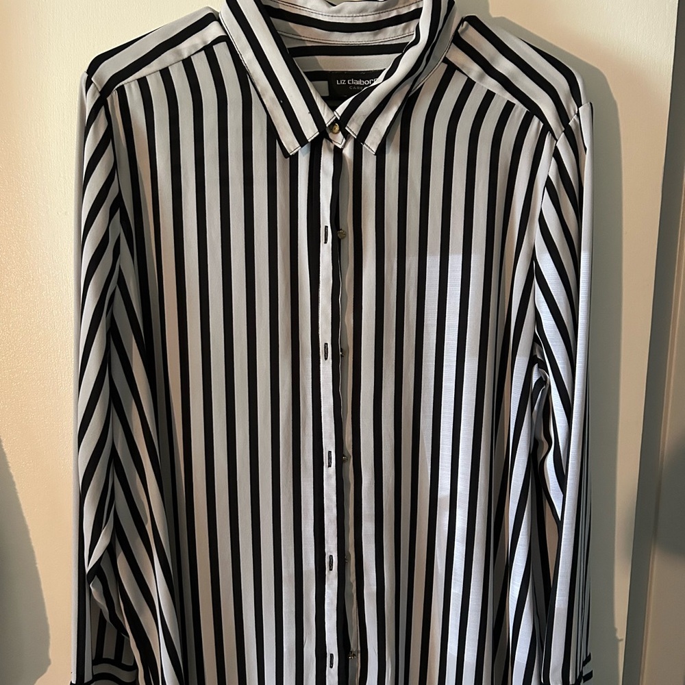 Liz Claiborne Black and White Striped Shirt